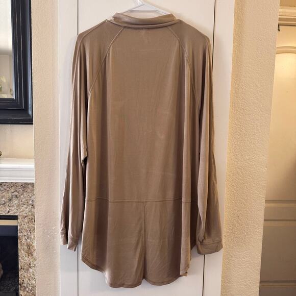 We The Free Beige Modal Blend Casual Oversized Button Down Women’s Shirt Small - Picture 2 of 5